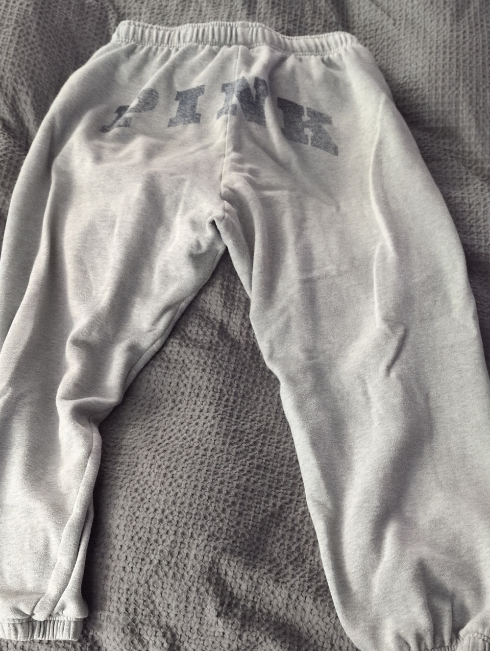 Like New PINK Victoria's Secret Gray Sweat Joggers Blue Graphic Medium